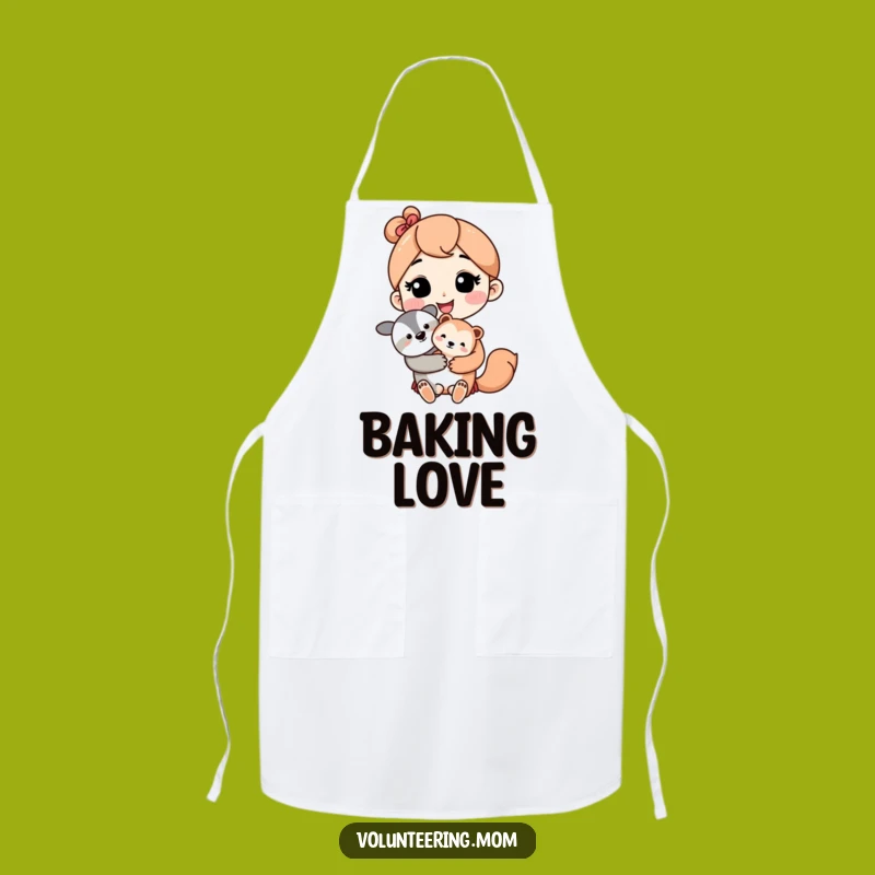Funny Kawaii Mom Apron: Baking With Baby Animal Chef Bib, Kitchen Gift