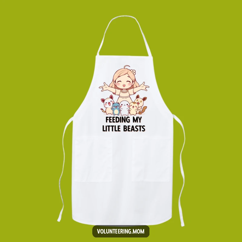 Funny Mom Creature Apron: Welcoming mom with animals, practical and humorous gift for the busy mom.