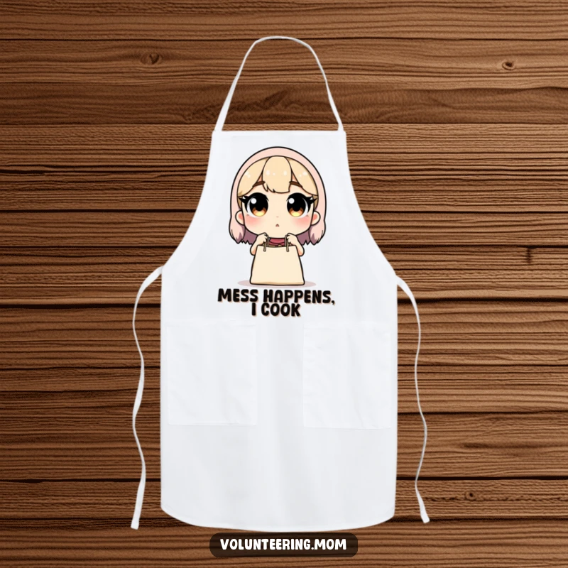 Funny apron: Mom surprised by dropped groceries, a humorous and functional accessory, great gift.