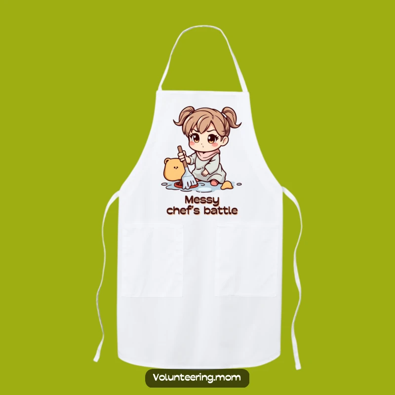 Funny Mom Apron: Kitchen apron with determined mom cleaning, a functional funny gift.