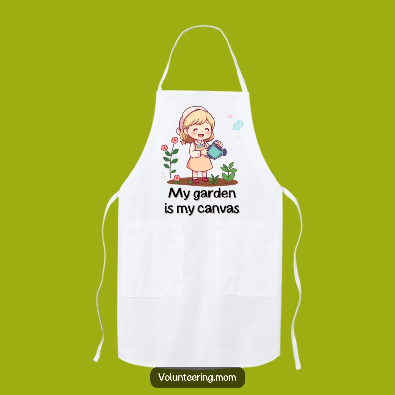Funny Mom Gardener Apron: Cheerful mom with watering can, a practical and humorous gift for the kitchen.