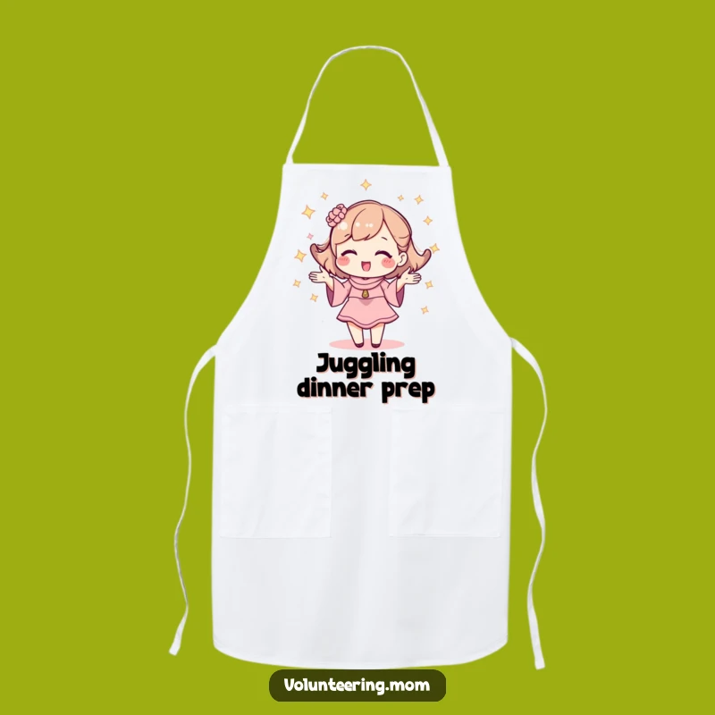 Funny Kawaii Mom Juggling Apron - Kitchen Sparkly Mom Chef Gift