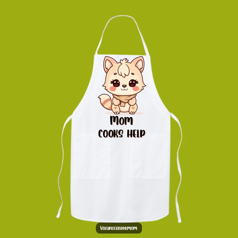 Funny Kawaii Mom Helping Animal Apron - Determined Helper Kitchen Gift