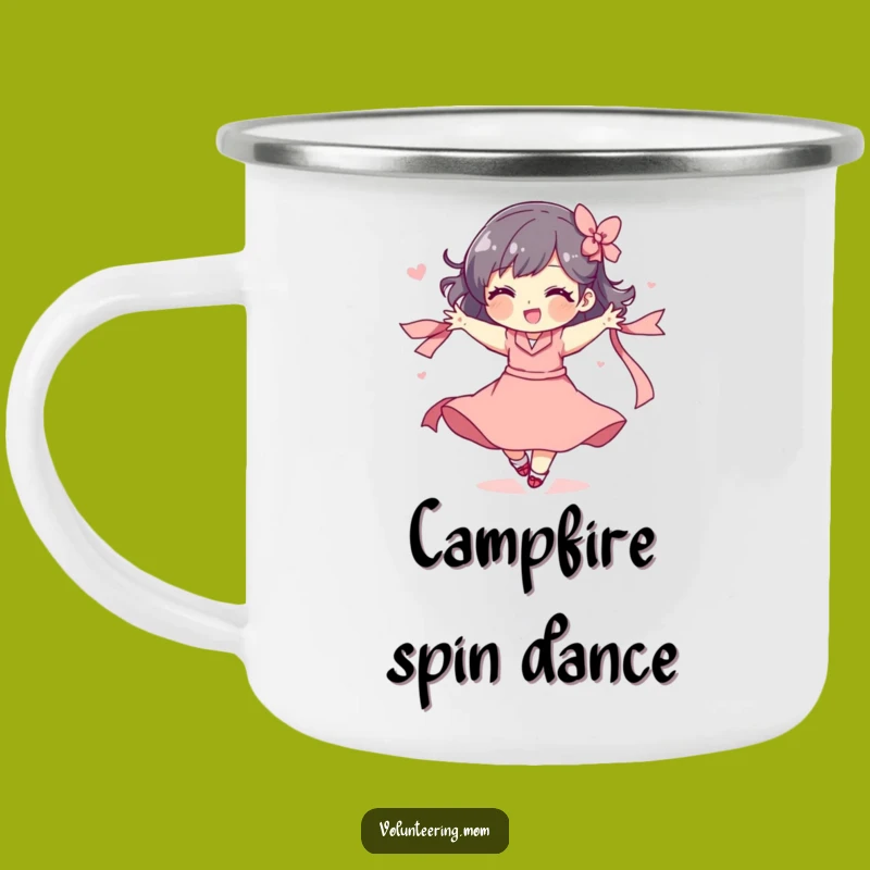 Funny Enamel Mug: Playful Mom's Ribbon Spin, Outdoor Gift