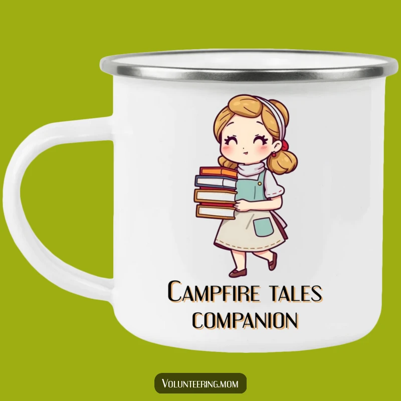 Durable Funny Book Mom Camping Mug: Adventures with Coffee and Chapters!