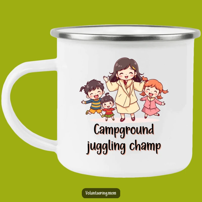 Durable Funny Juggling Mom Camping Mug: Adventures with Kids and Coffee!