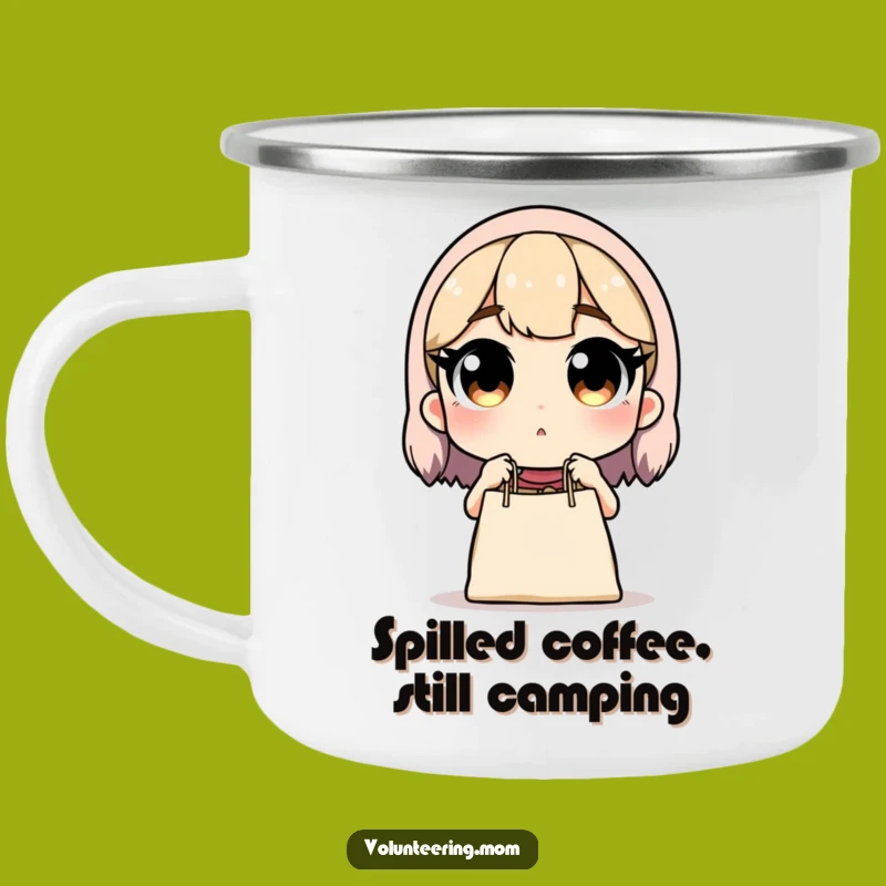 Funny Campfire Grocery Mom Mug: Surprised mom, rustic and humorous gift for adventurers.