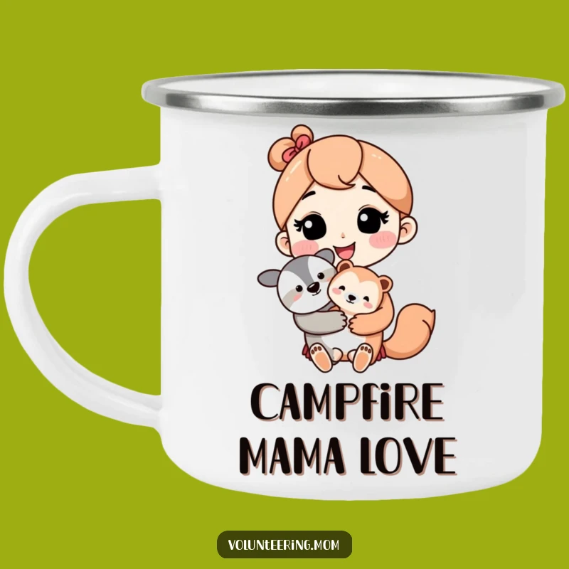 Funny Kawaii Mom Camping Mug: Animal Holder Enamel Cup, Outdoor Gift