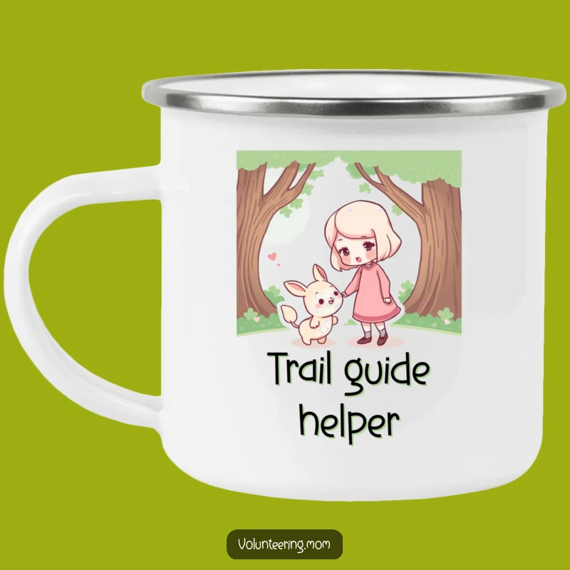 Funny Mom Camping Mug: Enamel mug with gentle mom guiding, great for outdoor funny gifts.