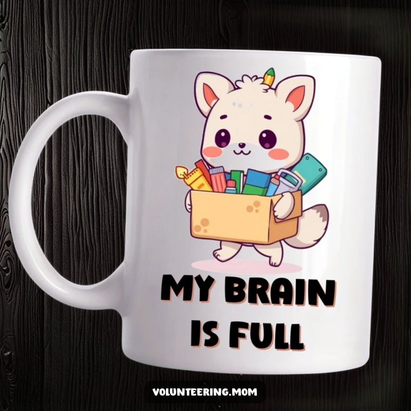 Funny animal artist mug overflowing with colorful art supplies, a joyful and chaotic scene showcasing creative passion.