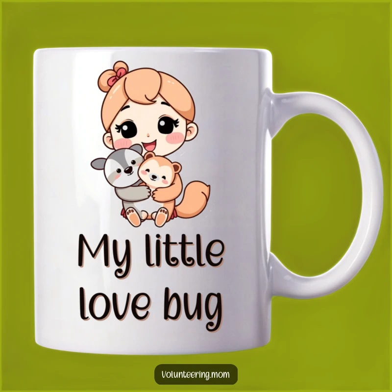 Funny Kawaii Mom Mug: Loving Mother Holding Baby Animal, Cute Gift