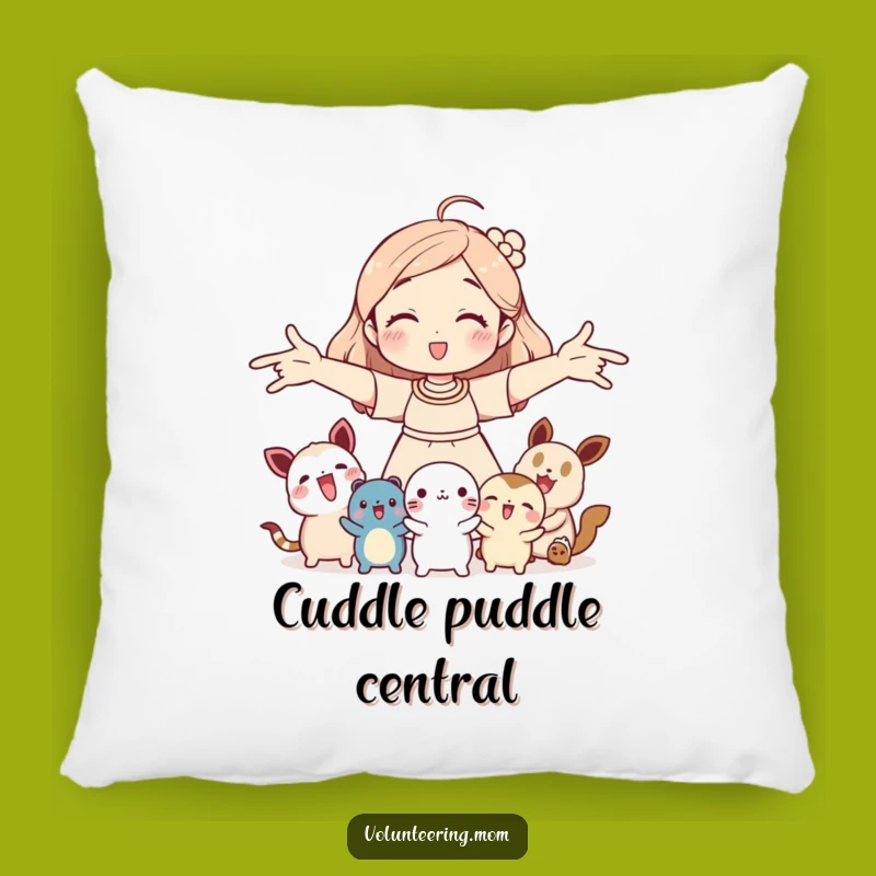 Cozy Funny Mom Creature Pillow: Hugging mom with animals, soft and humorous gift for comfort.