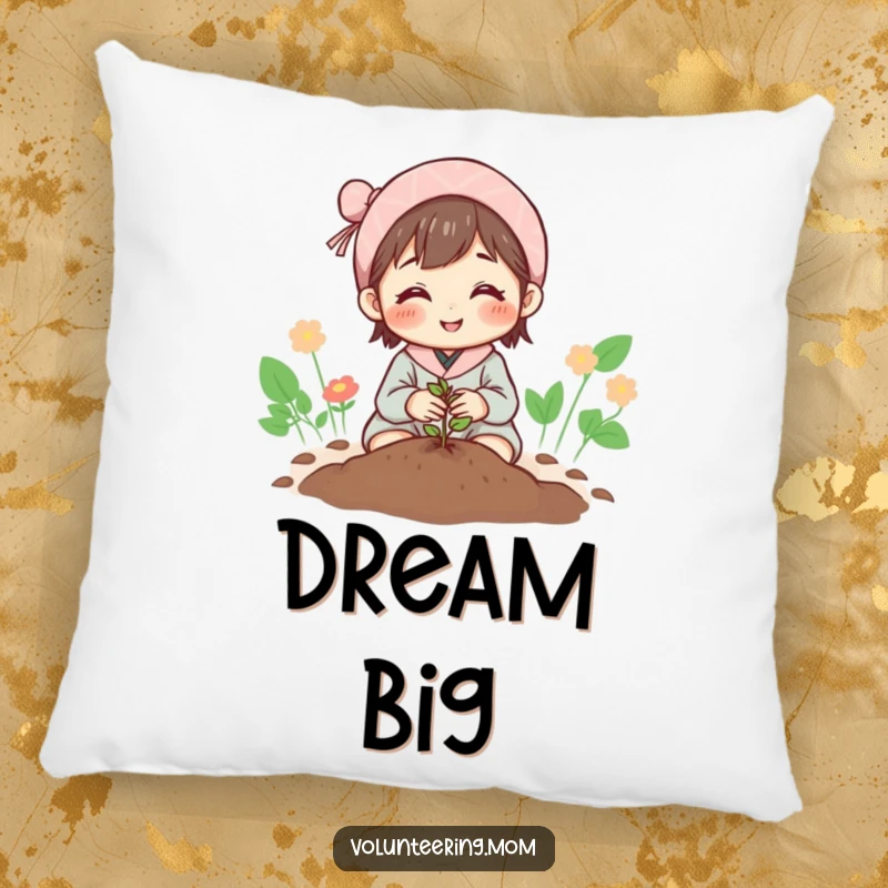 Funny Mom Pillow: Hopeful mom planting a tiny seed, adding a touch of gentle growth to any room.