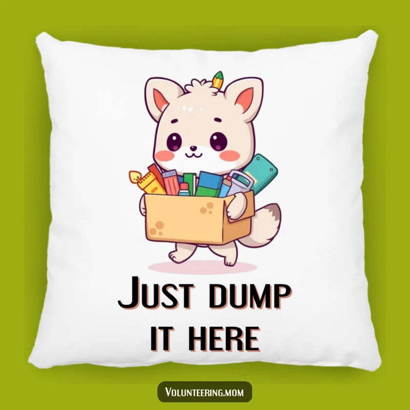 Funny Animal Artist Pillow, Cozy Overflowing Supply Box Decor, Great Unique Gift!
