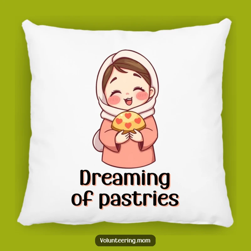 Funny Mom Pillow: Soft cushion of mom sharing pastry, a comfy funny gift.