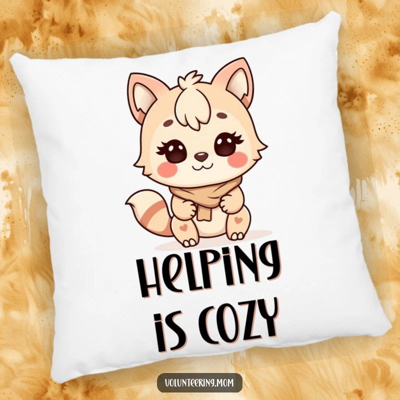 Funny Kawaii Mom Helping Animal Pillow, a soft cushion with a determined mom character helping others.