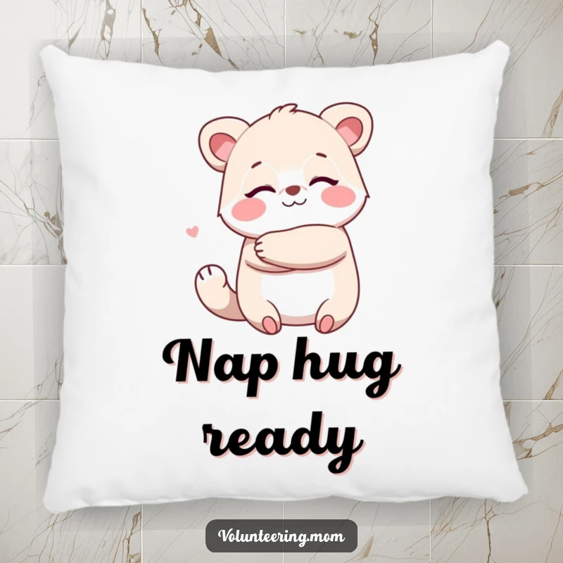 Funny Kawaii animal mom pillow designed as a warm, embracing hug, perfect for comfort and smiles.