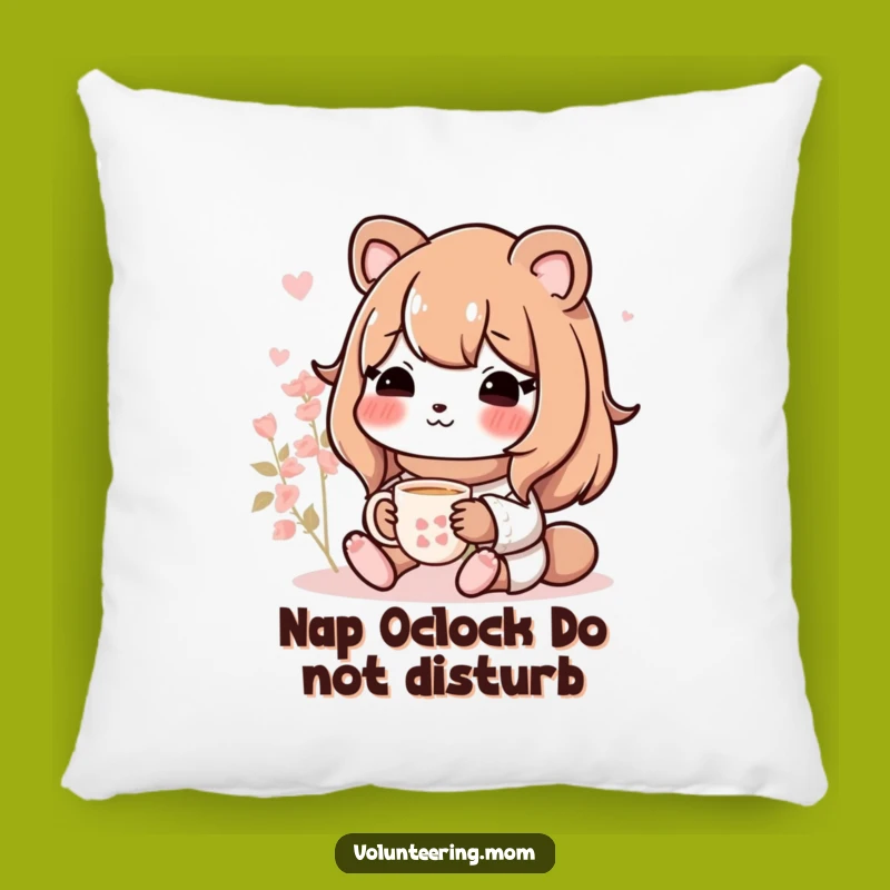 Comfy Funny Mom Animal Pillow - Relaxing Tea Time Accent Piece