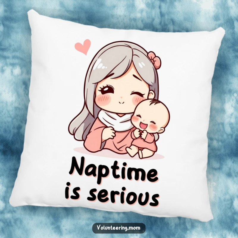 Funny pillow featuring a mom making a funny face to amuse her child, adding comfort and humor to a space.
