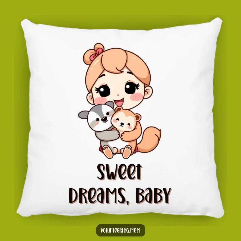 Funny Kawaii Mom Pillow: Soft Baby Animal Cushion, Comfort Gift