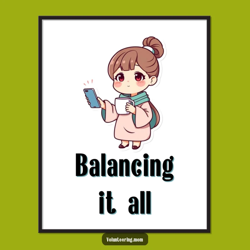 Funny Mom Multitasking Digital Art: Juggling Act's 'Funny Gift' Printable Wall Decor