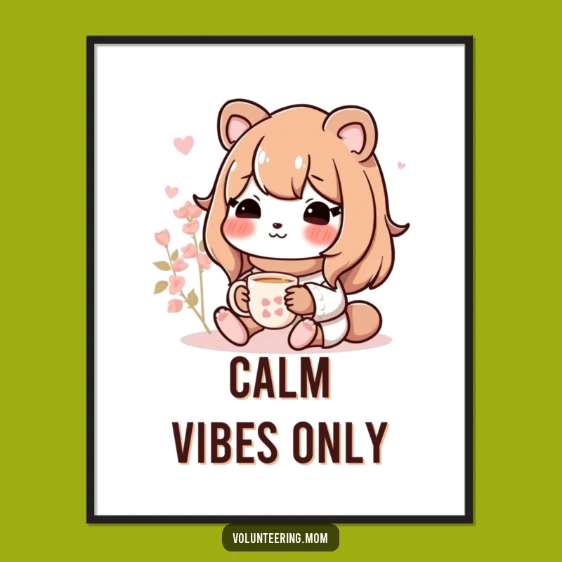 Funny Mom Animal Digital Art - Instant Peaceful Tea Decor