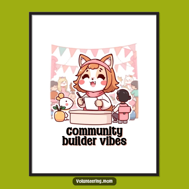 Funny Digital Art: Kawaii Mom Organizing Community Event