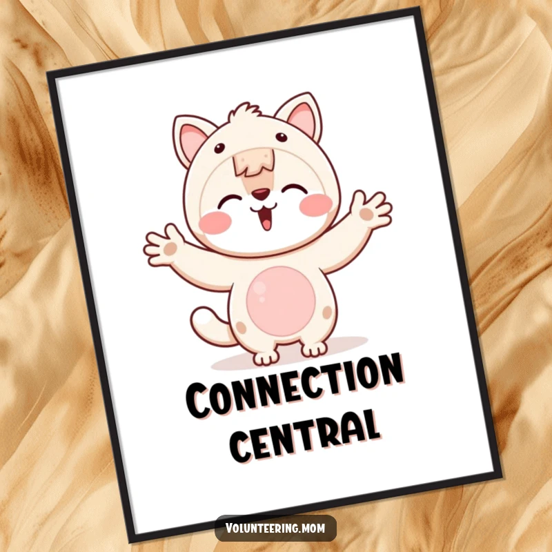 Funny Kawaii animal mom digital art print of open arms, symbolizing welcome, connection, and a loving embrace.