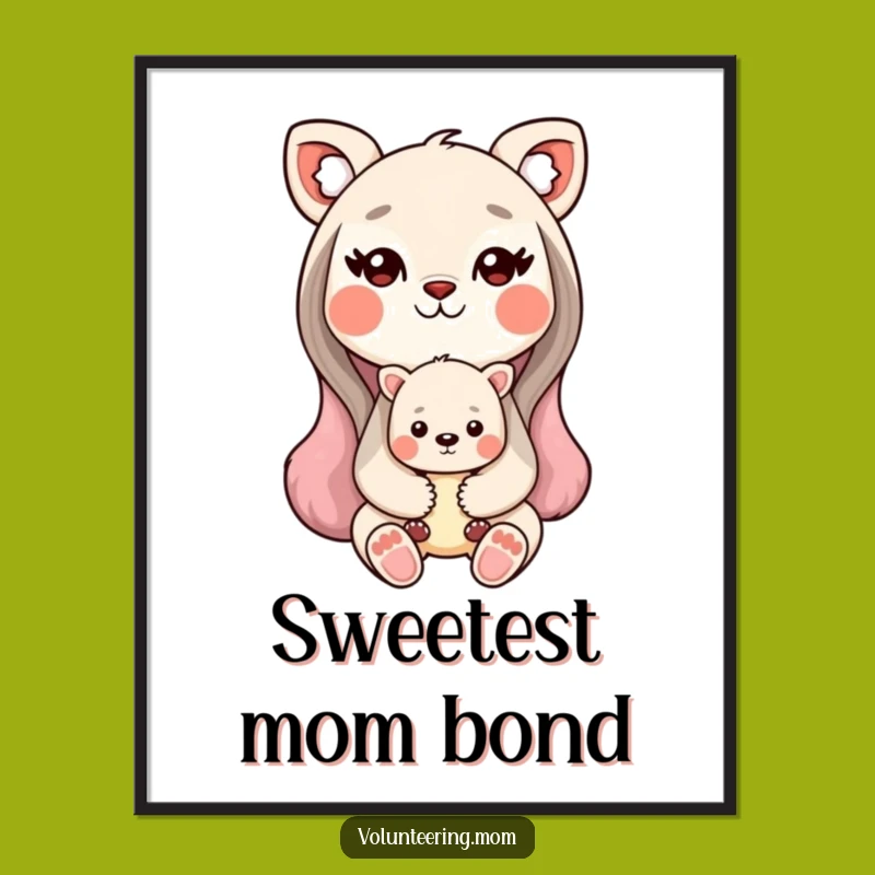 Funny Kawaii Mom Animal Digital Art - Instant Sweetness for Your Walls!