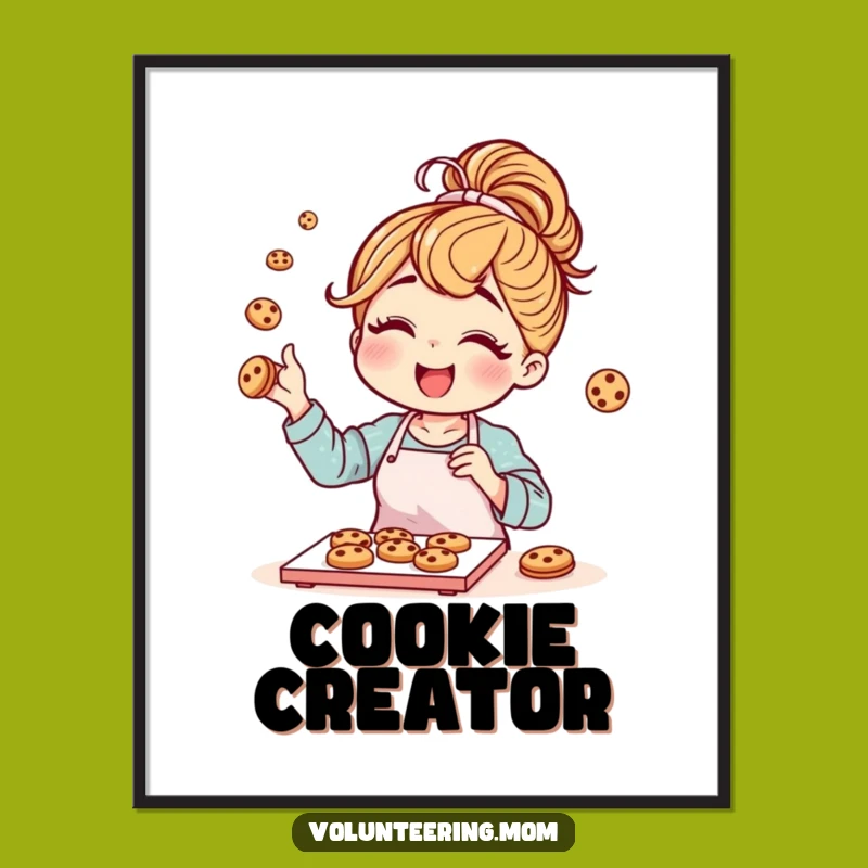 Funny Mom Baking Art Print: Messy Bun Digital Design, Instant Gift