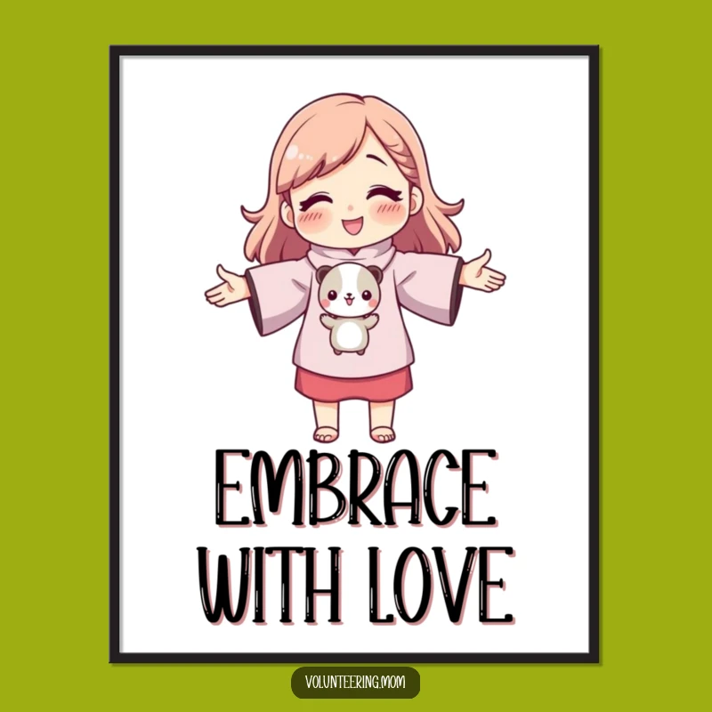 Funny Mom Hugging Animal Digital Art - Cute Printable Loving Decor, Gift Idea
