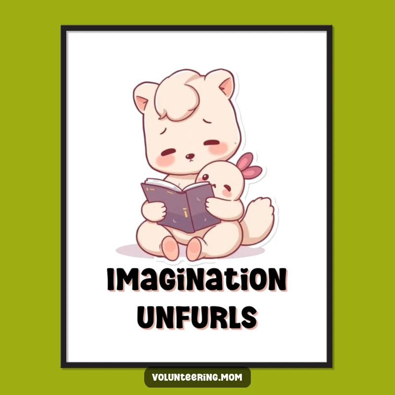 Funny Mom Animal Art Print: Reading Story Time Digital Gift For Moms