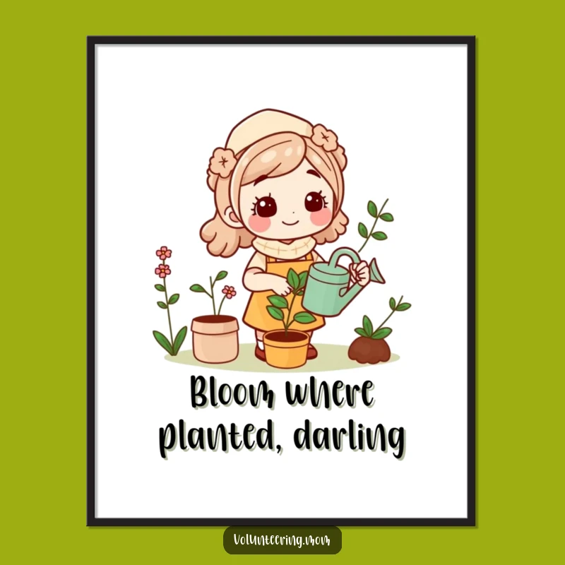 Instant Funny Kawaii Mom Gardening Digital Art Print Perfect Funny Gift Download