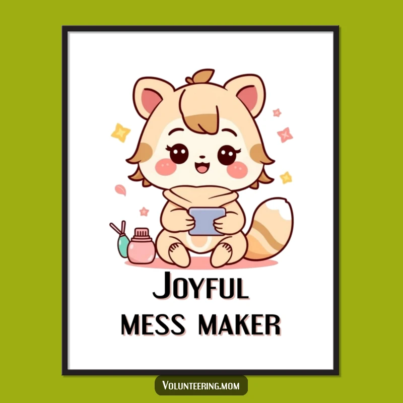 Funny Digital Art: Kawaii Mom Animal Multitasking with Joy