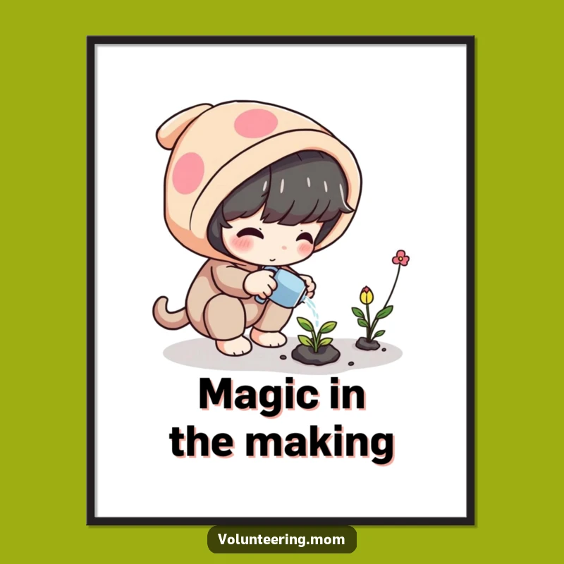 Funny Plant Digital Art: Magical Watering Character, Instant Download