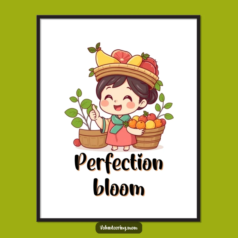 Funny Mom Fruit Balance Digital Art - Printable Cheerful Mom Art Download