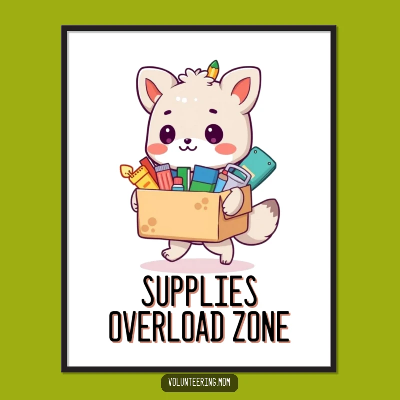 Funny Animal Artist Digital Print, Overflowing Supplies Art, Instant Download Gift!