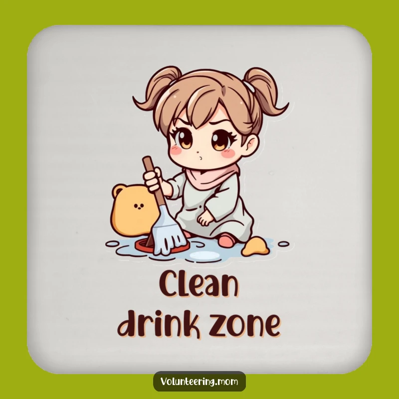 Funny Mom Coaster: Protect surfaces with a determined mom cleaning, a small funny gift.