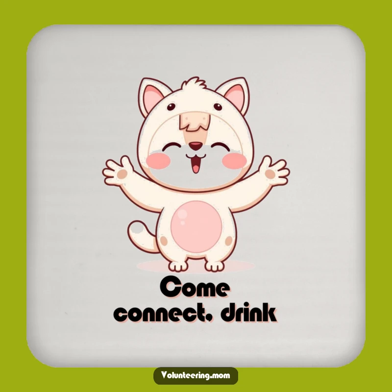 Funny Kawaii Mom Connection Coaster - Protect Surfaces with Open Arms!