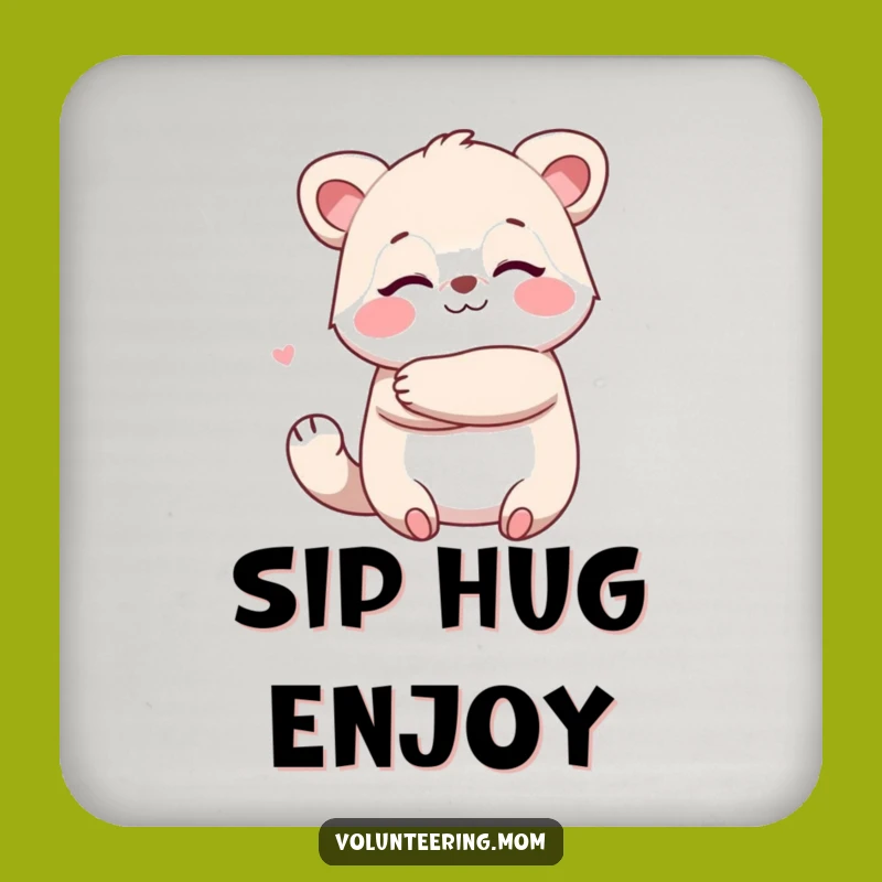 Funny Kawaii Mom Hug Coaster - Protect Surfaces with Warmth!