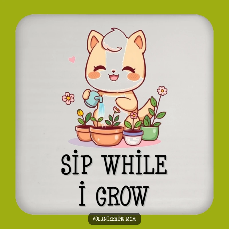 Funny Kawaii Mom Plant Coaster Set - Cute Gardening Drink Protection, Perfect Gift