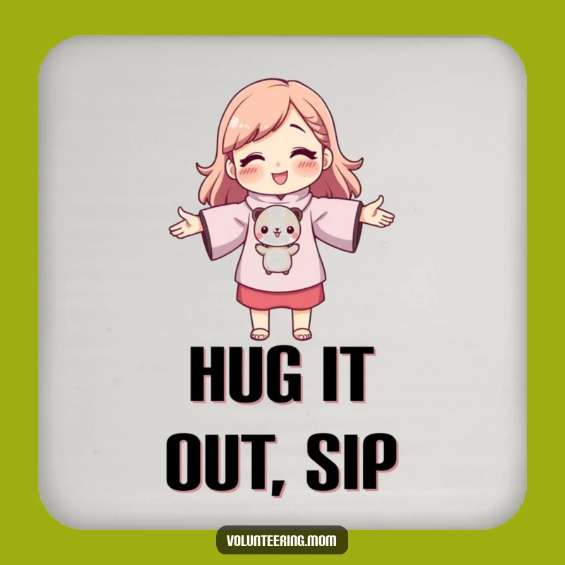 Funny Mom Hugging Animal Coaster Set - Cute Loving Drink Protection, Perfect Gift