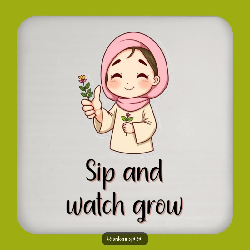 Funny Thumbs Up Plant Mom Coaster - Hilarious Protection for Surfaces