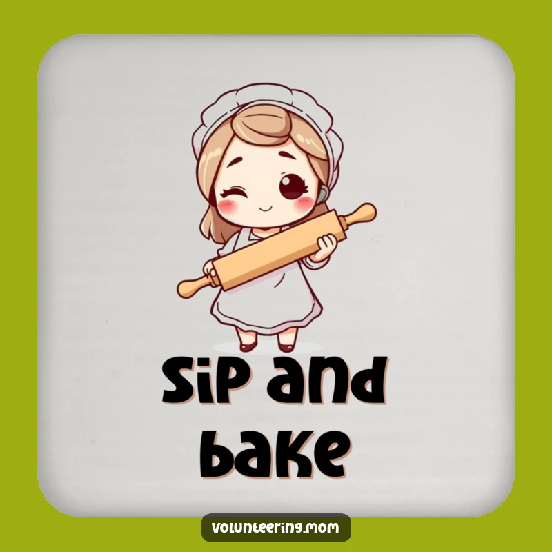 Funny Winking Mom Rolling Pin Coaster Set: Hilarious Kitchen Gift!