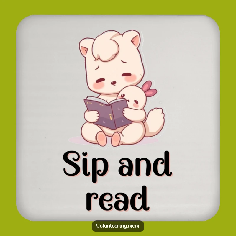 Funny Mom Animal Coaster: Reading Story Time Drink Protector Gift