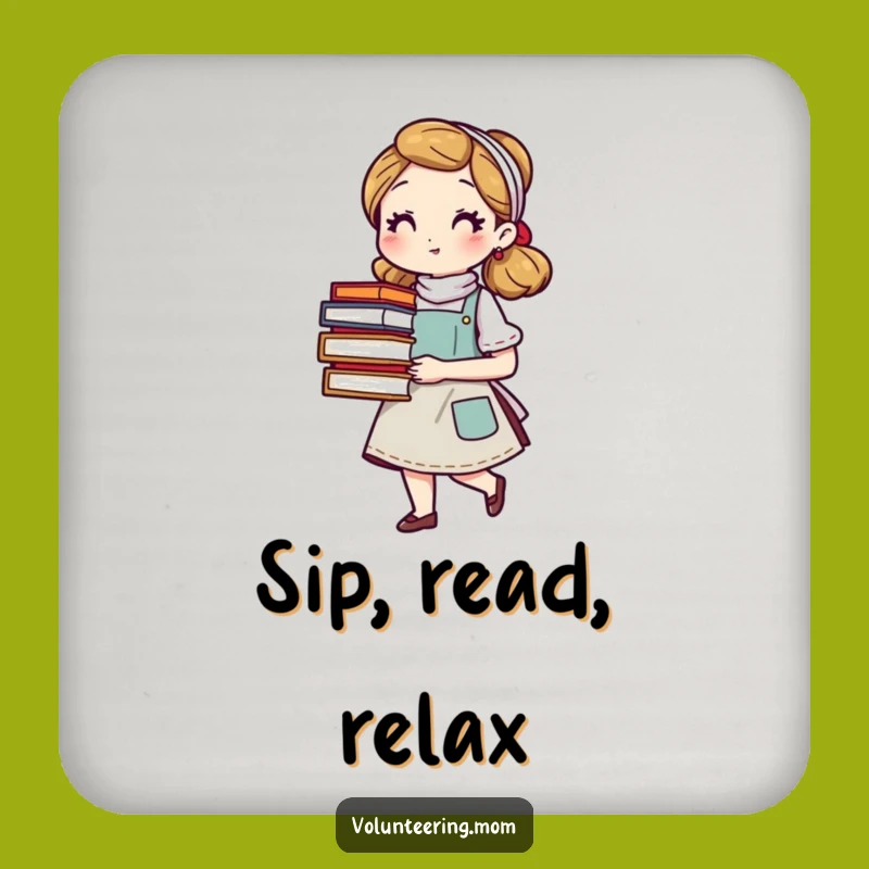 Funny Literary Mom Coaster Set: Protect Surfaces with Bookish Charm!