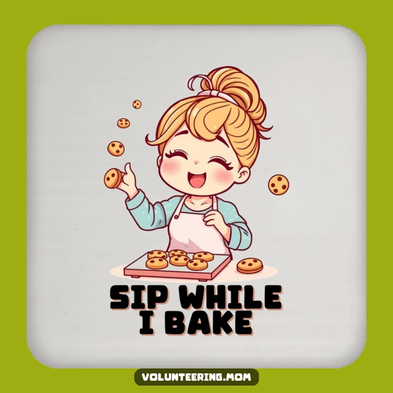 Funny Mom Baking Coaster: Messy Bun Drink Protector, Kitchen Gift