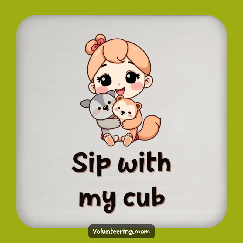 Funny Kawaii Mom Coaster: Baby Animal Drink Protector, Home Gift
