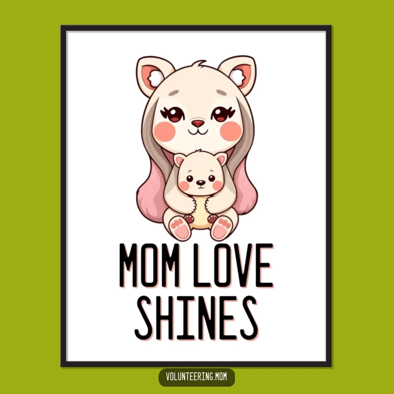 Funny Kawaii Mom Animal Poster - Sweet Art for a Loving Mom!