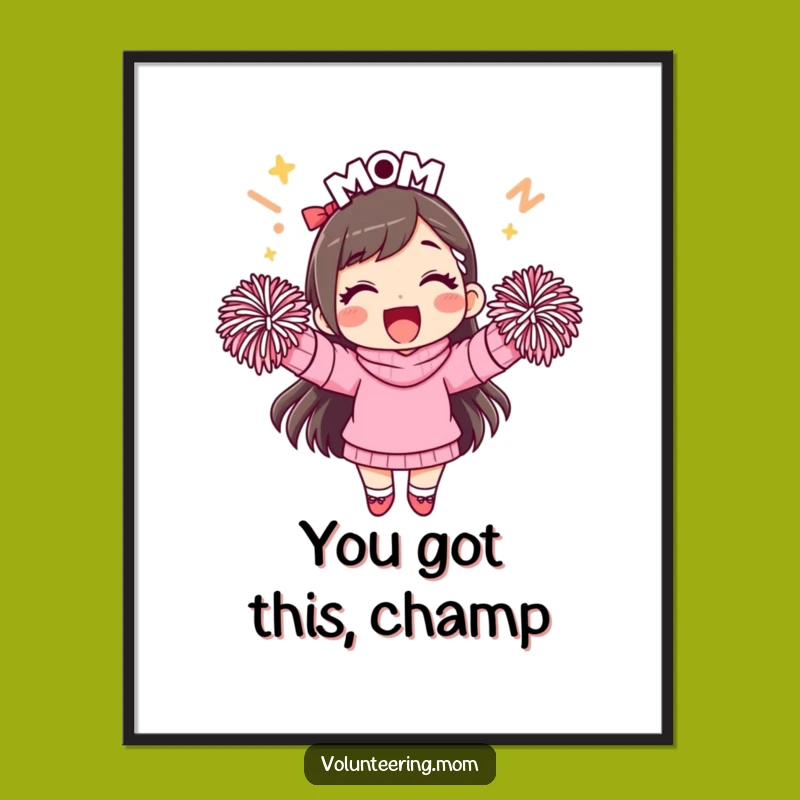 Funny Mom Cheering Poster Vibrant Funny Gift for Motivational Spaces